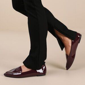 Lulus Emmy Bordeaux Patent Pointed Loafers Red - Size 7